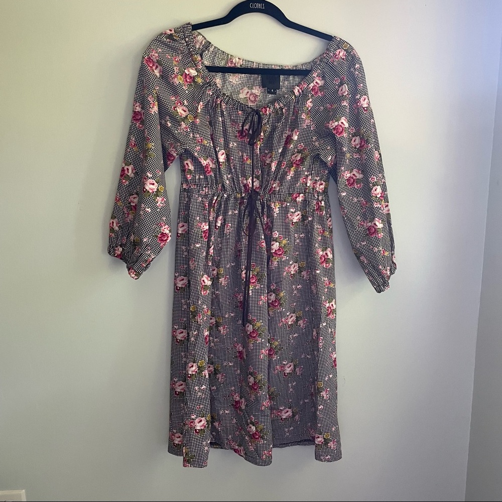 Anna Sui Drawstring floral mini dress- Size 4 but adjustable
